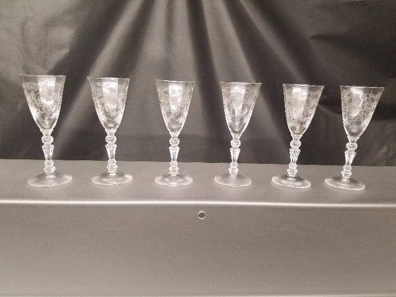 Cambridge Etched Glass x6 Sherry Glasses