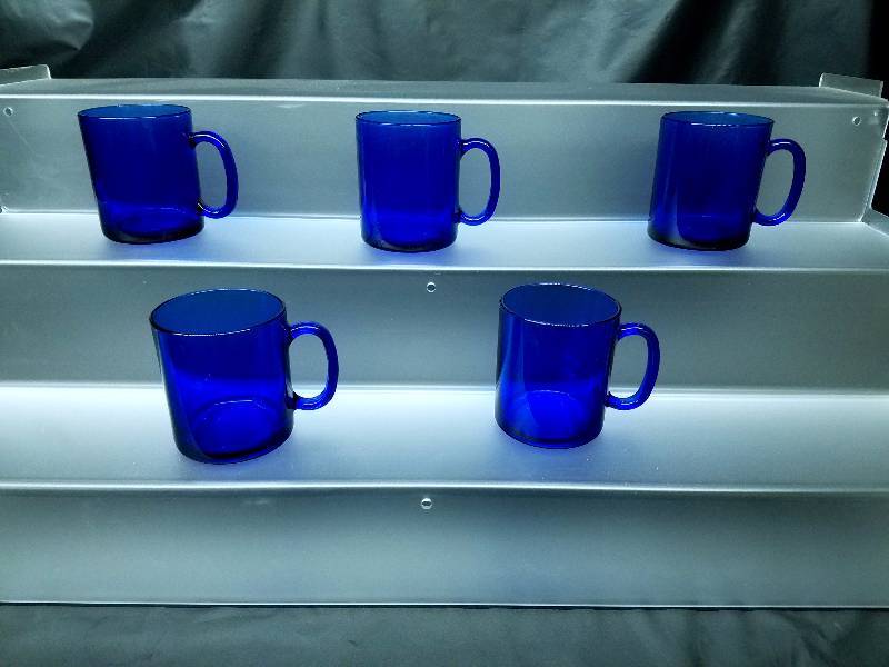 Blue Depression Glass Cup Set