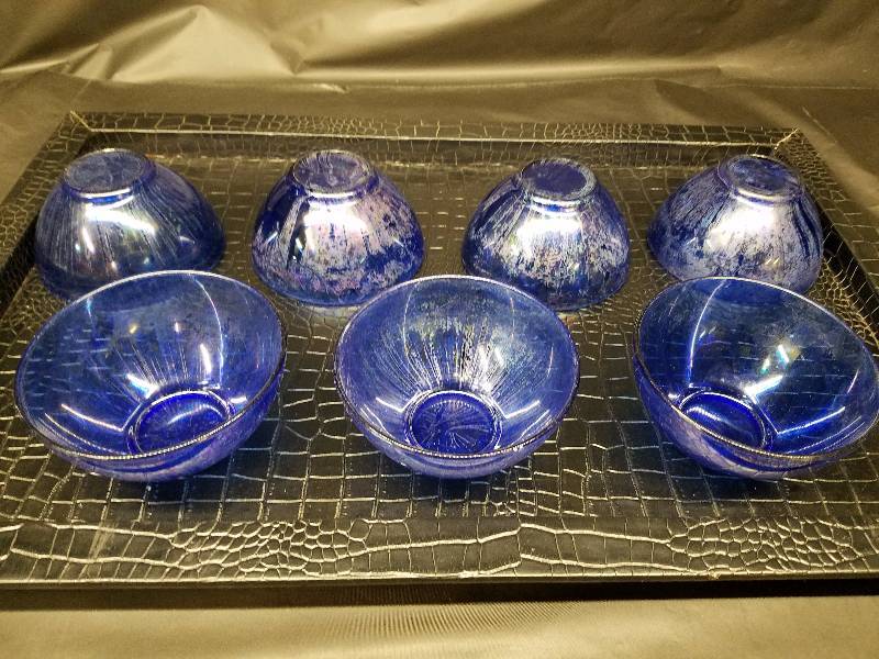 Vintage Arcoroc France Carnival Glass Bowl Set