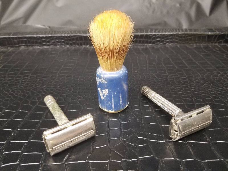 Vintage Gillette Safety Razors and Cream Brush