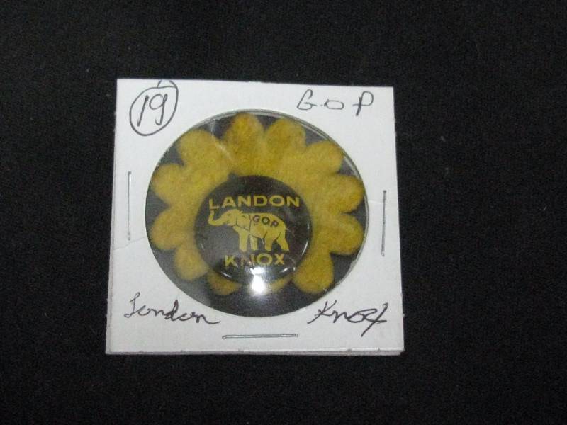 lot 5 image: GOP Landon & Knox 1936 presidentiall pin