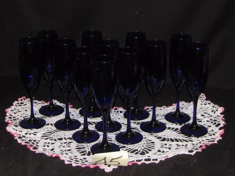 lot 45 image: Cobalt Blue Stemware