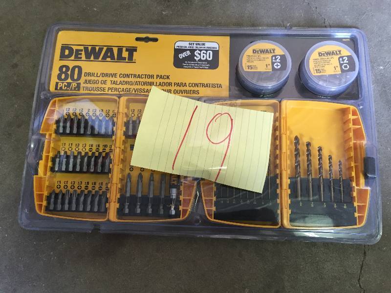 lot 19 image: Dewalt 80 Pc Drill Bit Set New