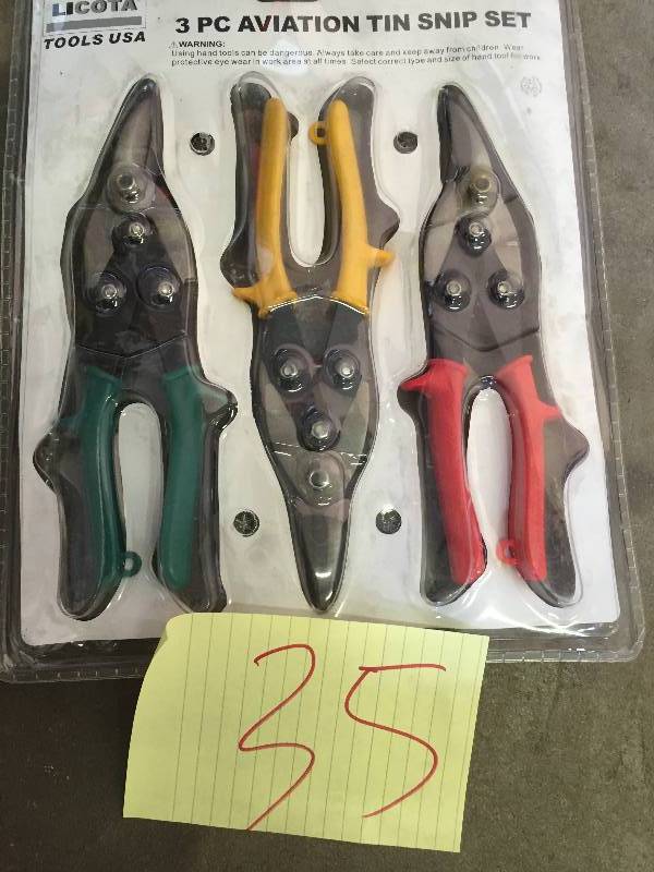 lot 35 image: Tools usa 3-Piece Aviation Snips new