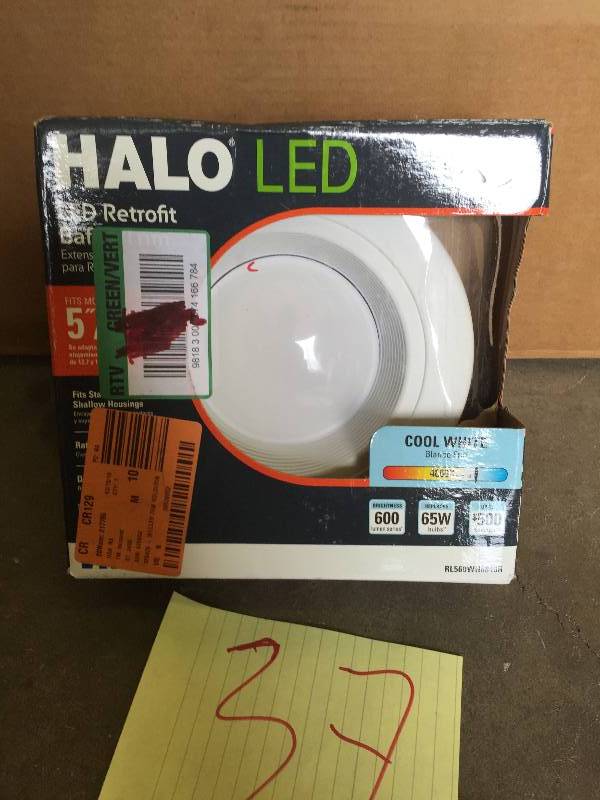 lot 37 image: Halo 5 in. and 6 in. 4000K Matte White Recessed LED Retrofit Baffle-Trim Module 80 CRI