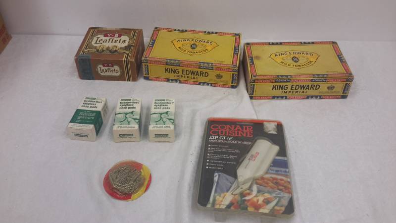 Cigar boxes, nose pads, Zip-clip, more
