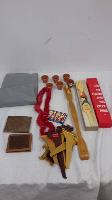 Wallets, back scratchers, clay pots, shelf brackets, and more
