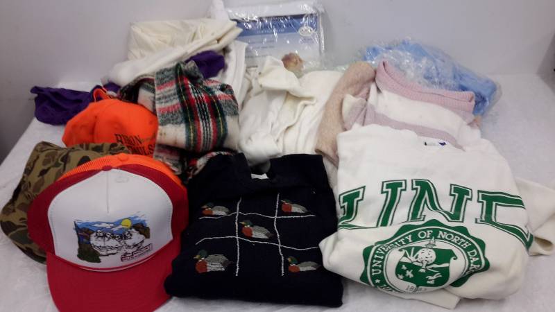 Bedding, hats, sweaters