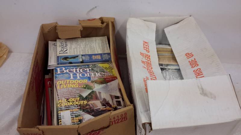 Two boxes of magazines