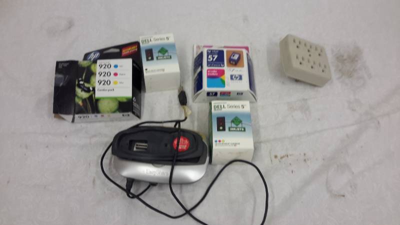 Digital camera dock, ink jet cartridges, electrical splitter