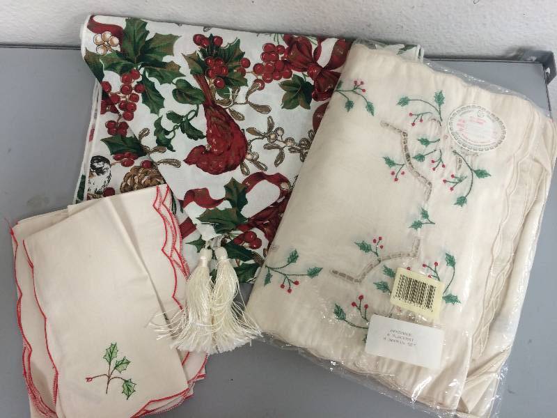 Embroidered Napkins and Table Runner