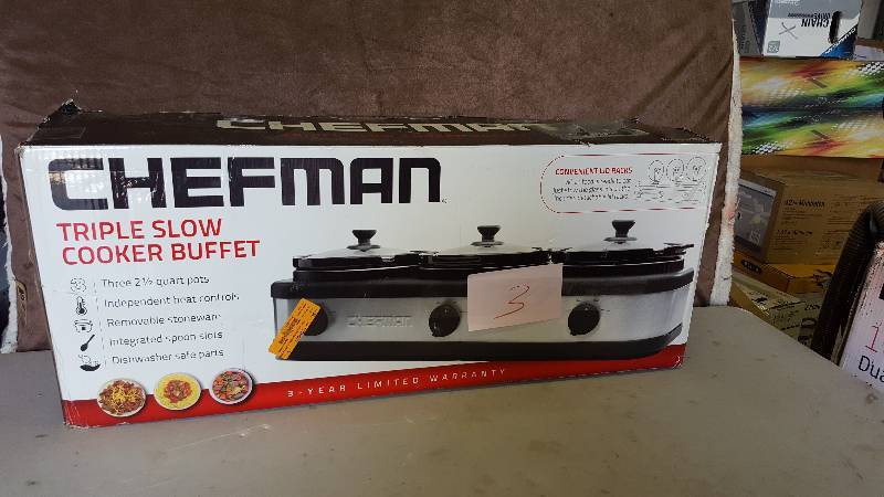 CHEFMAN Triple Slow Cooker NEW