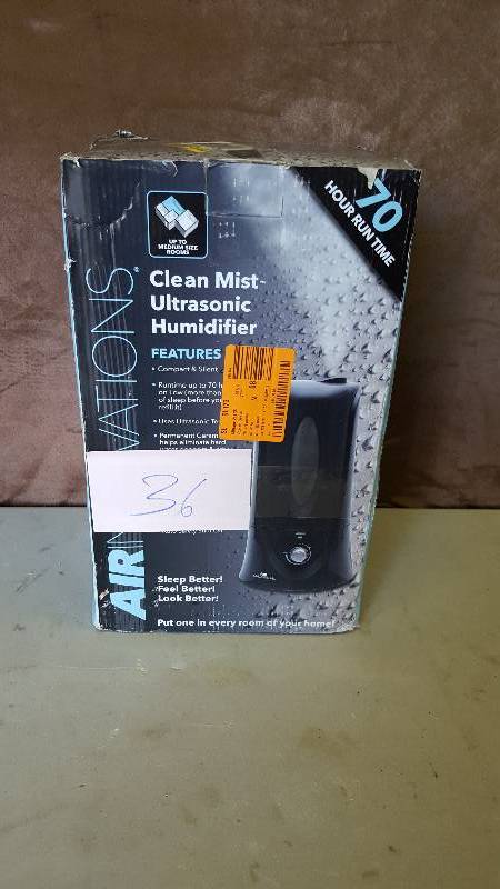 Air Innovations 1.1 Gallon Clean Mist Ultrasonic Humidifier in Black