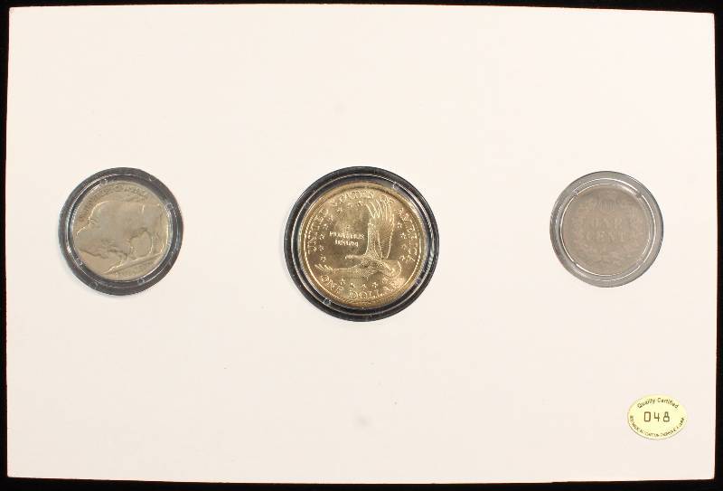 U.S. INDIAN HEAD COLLECTION - INDIAN HEAD DOLLAR, NICKEL & CENT - 3 COINS