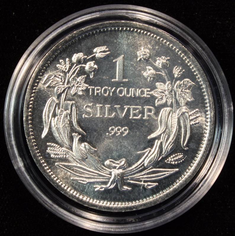 1 TROY OZ. .999 FINE SILVER SEATED LIBERTY DESIGN IN AIRTITE HOLDER