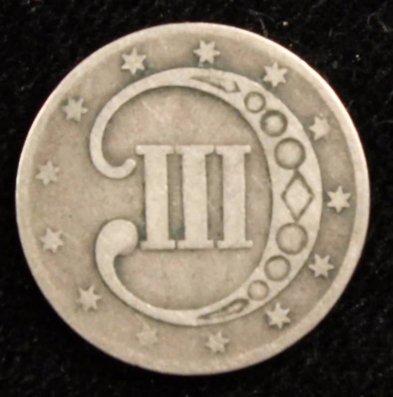 1852 U.S. SILVER THREE CENT SILVER GOOD