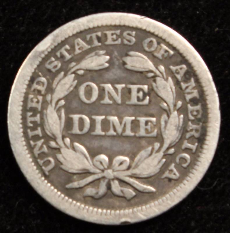 1857 U.S. SEATED LIBERTY SILVER DIME FINE