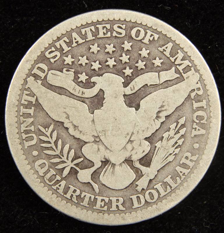1915 BARBER SILVER QUARTER VG