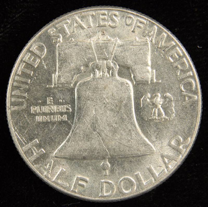 1948-D FRANKLIN SILVER HALF DOLLAR AU