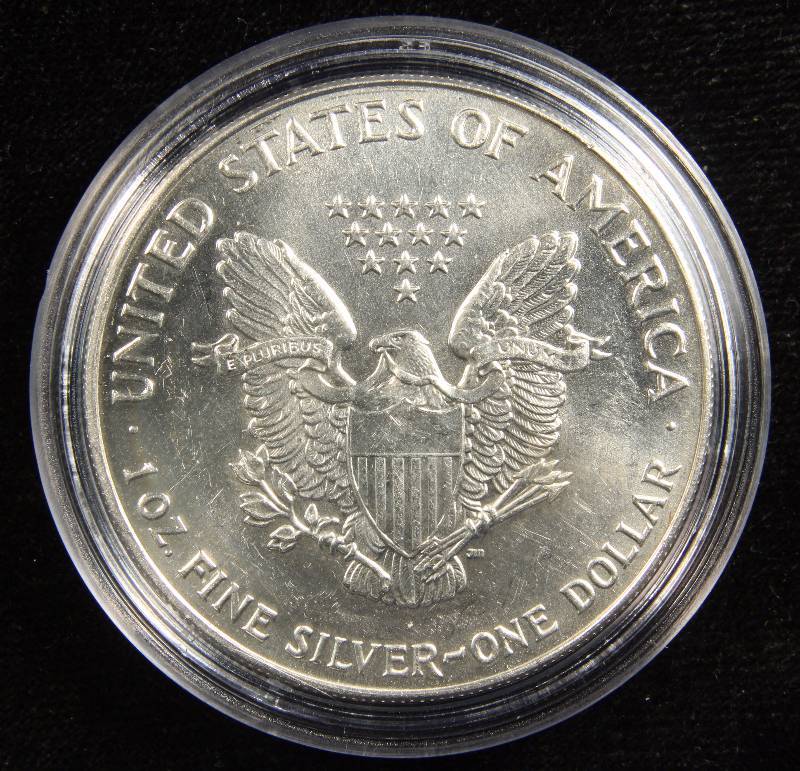 1993 AMERICAN SILVER EAGLE 1 TROY OZ. .999 FINE SILVER IN AIRTITE HOLDER