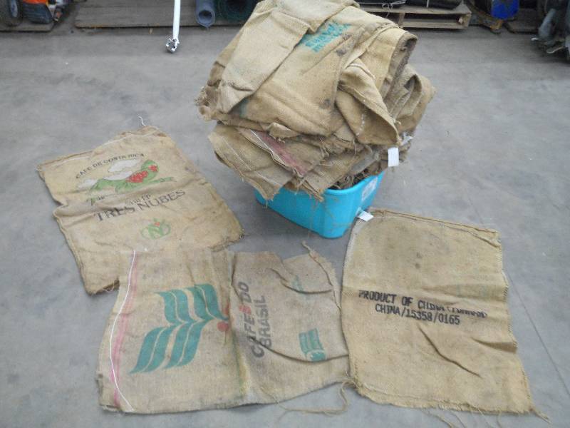 lot 35 image: Tote FULL Of Assorted Burlap Sacks ...