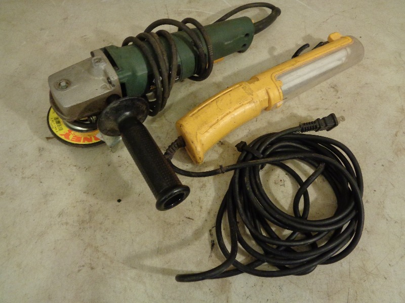 lot 130 image: Angle Grinder and Worklight