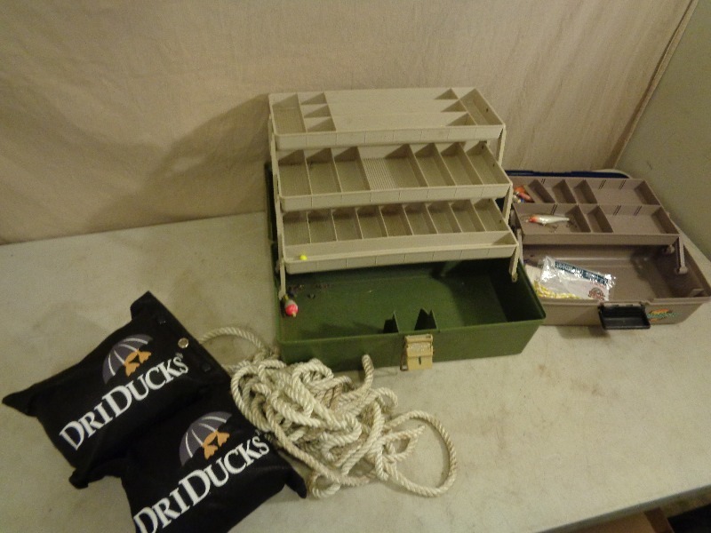 lot 177 image: Tackleboxes, Rope, and DriDuck Rain Ponchos