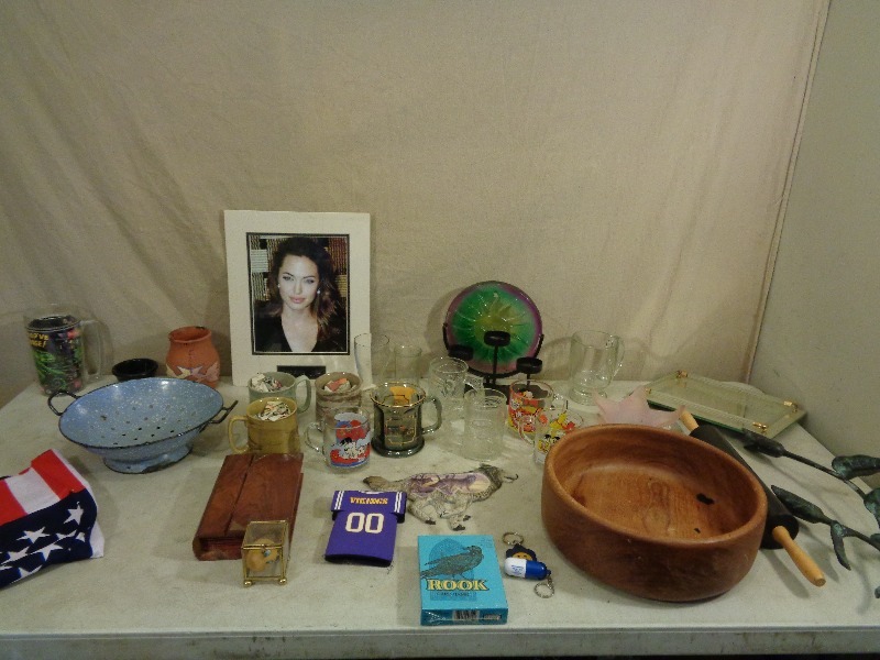 lot 223 image: Old Metal Strainer, Vintage McDonalds Mugs, and MOre