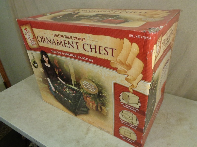 lot 244 image: New Rolling 3 Drawer Ornament Chest