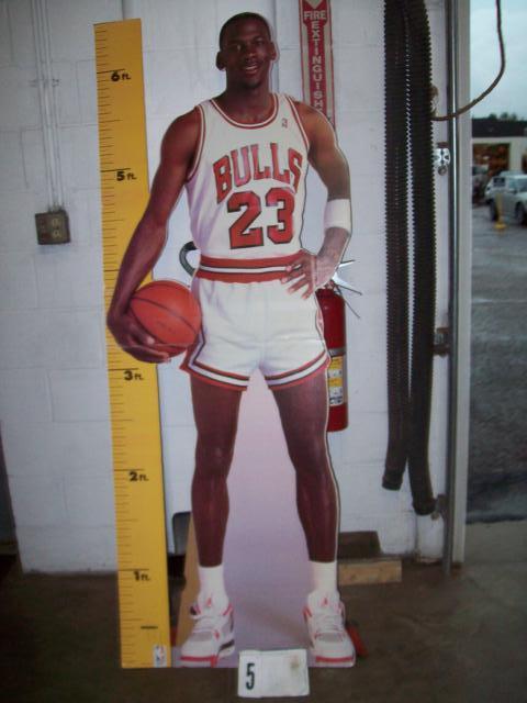 1987 Measure Up Michael Jordan Life Cut Out. 6 Feet 6 inches tall. Good condition showing minor wear. These sell on ebay between $200-300. | S.O.S Bloomington Sports Memorabilia |