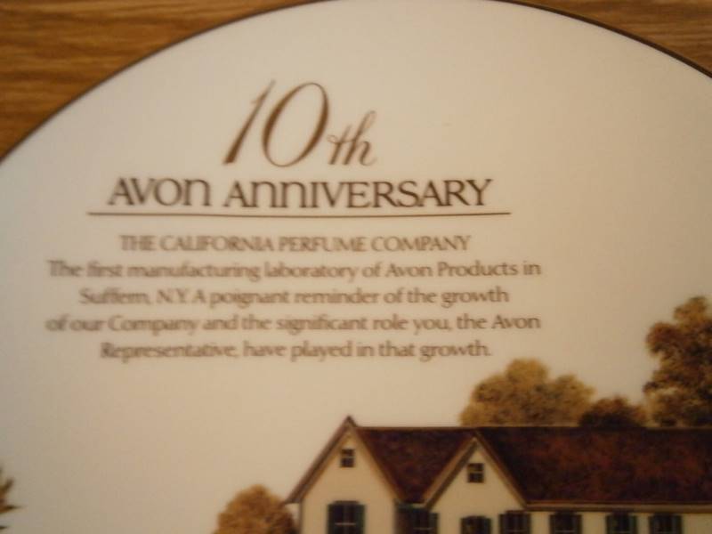 Avon Plate 10th Anniversary California Perfume Company