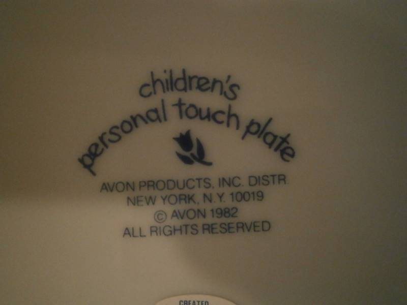 Avon Plate Childrens Personal Touch 1982