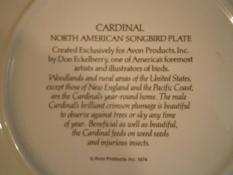 Avon Plate Cardinal