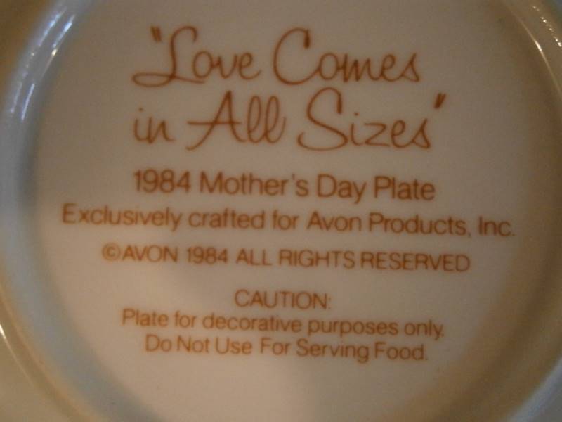 Mothers Day Plate Avon 1984