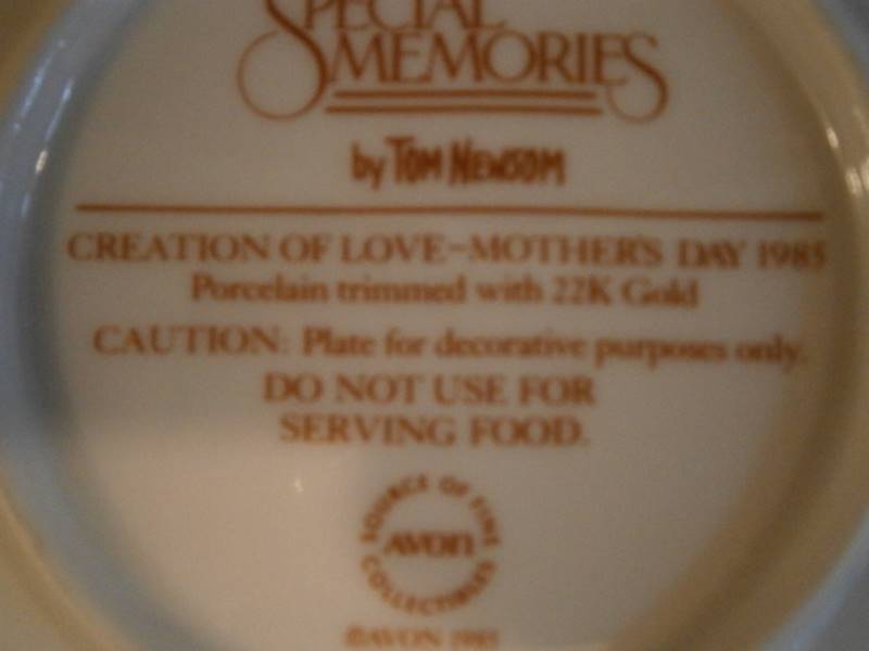 Mothers Day Plate Avon 1985