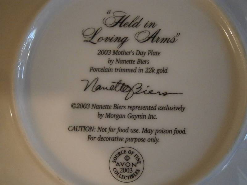 Mothers Day Plate Avon 2003