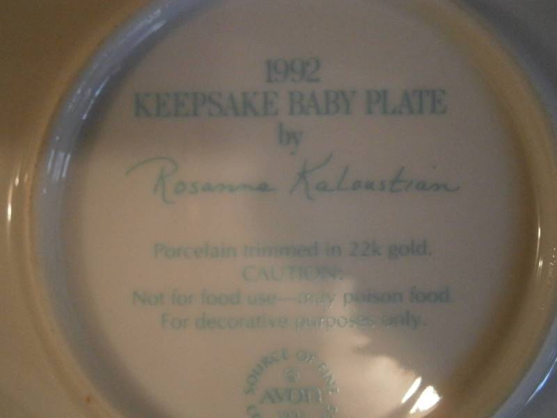 Keepsake Baby Plate Avon 1992