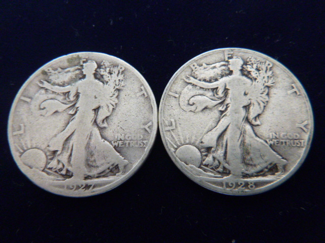 1927 and 1928 Walking Liberty Silver Half Dollars
