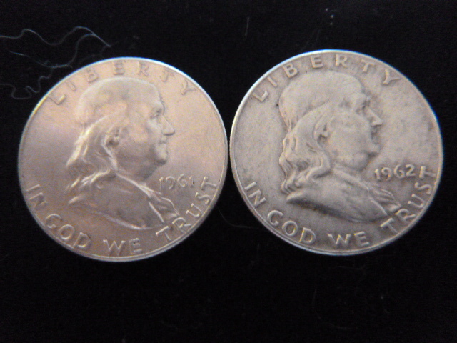 1961 and 1962 Franklin Silver Half Dollars