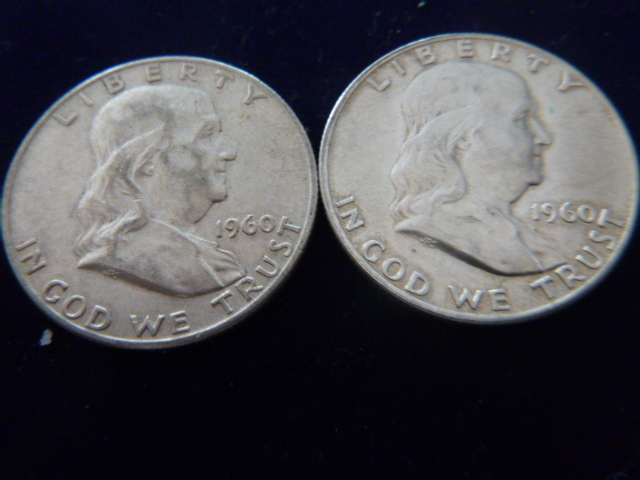 2 1960 Franklin Silver Half Dollars