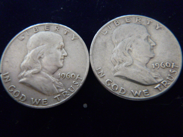 2 1960 Franklin Silver Half Dollars
