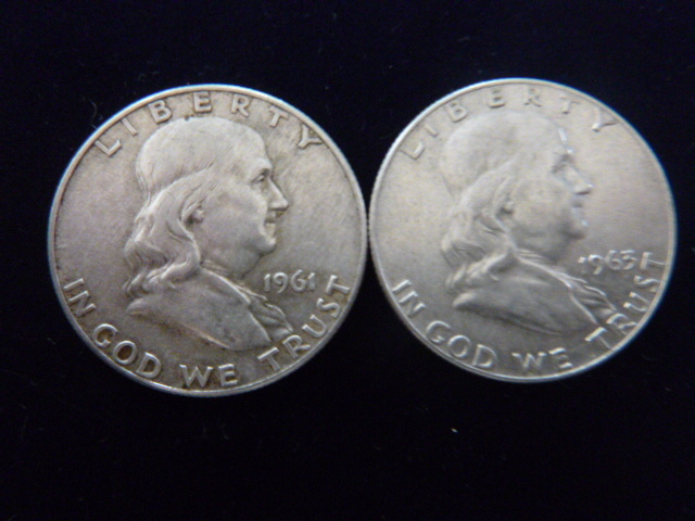 1961 and 1963 Franklin Silver Half Dollars