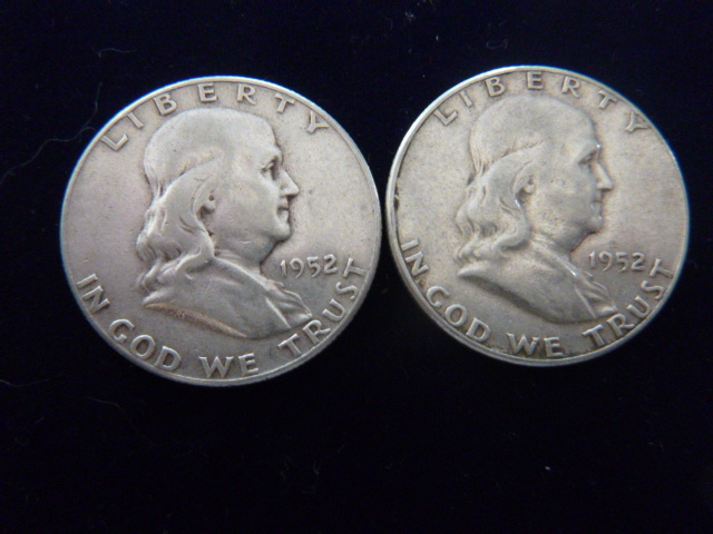2 1952 Franklin Silver Half Dollars