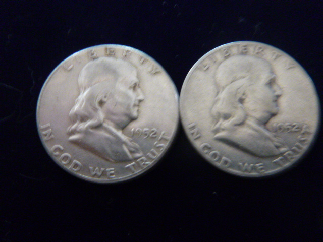 2 1952 Franklin Silver Half Dollars