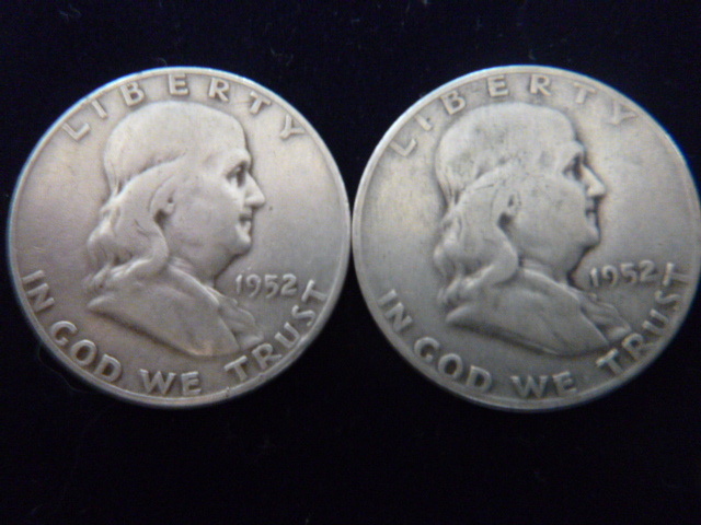 2 1952 Franklin Silver Half Dollars