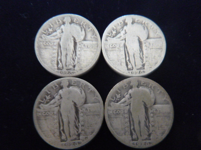 4 1926 Standing Liberty Silver Quarters
