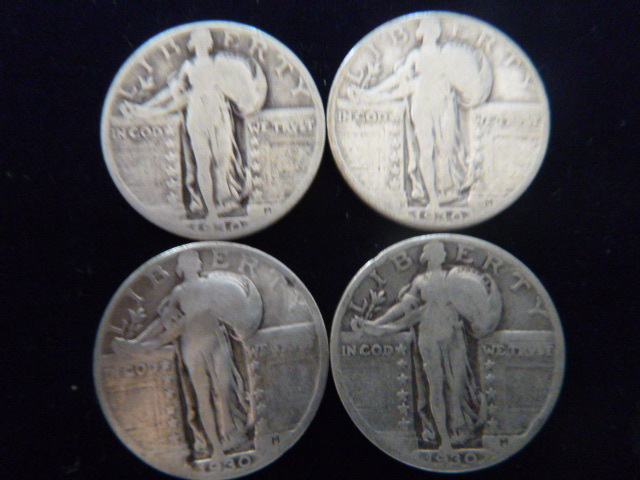 4 1930 Standing Liberty Silver Quarters