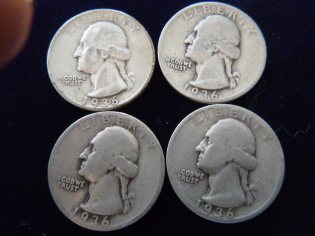 1936 - 3 1936 S Washington Silver Quarters