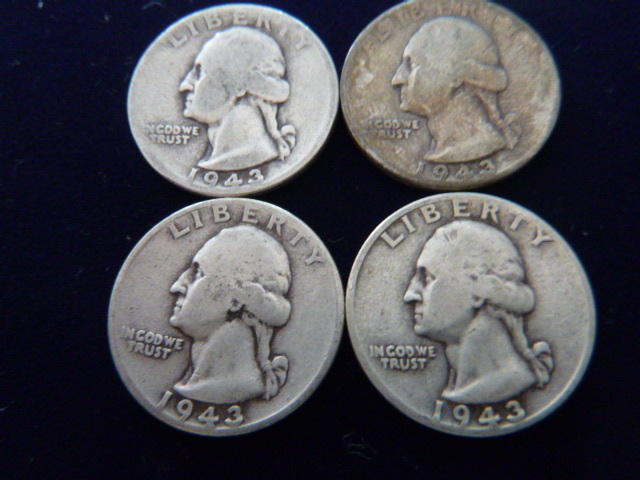 4 1943 Washington Silver Quarters