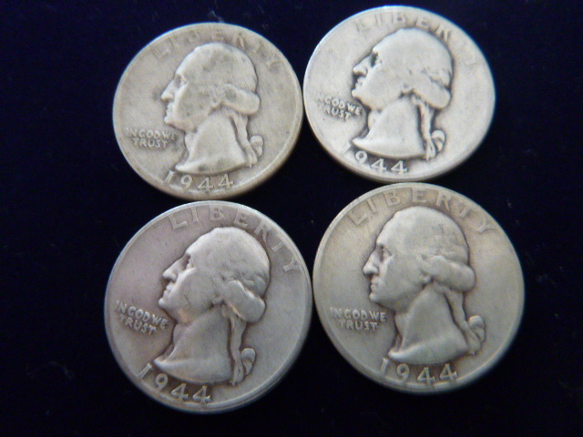 1944 D and 3 1944 Washington Silver Quarters